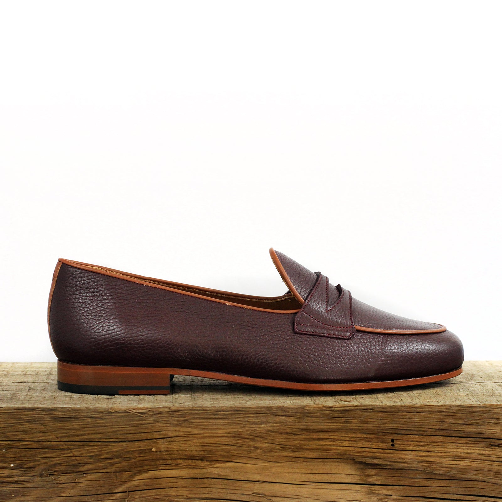 BOMBEROS Men's Chianti Deerskin Belgian Penny Loafers 1