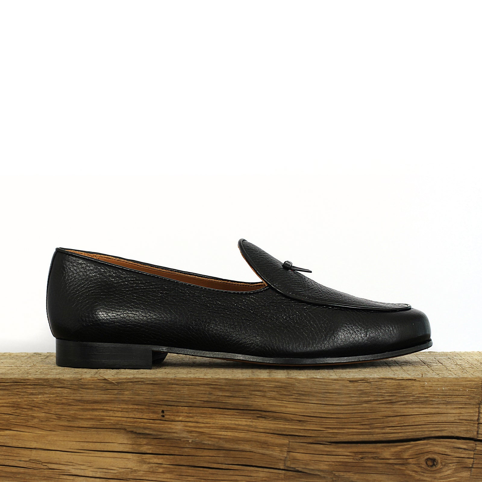 BOMBEROS Men's Black Deerskin Belgian Loafer - Lazo Rey