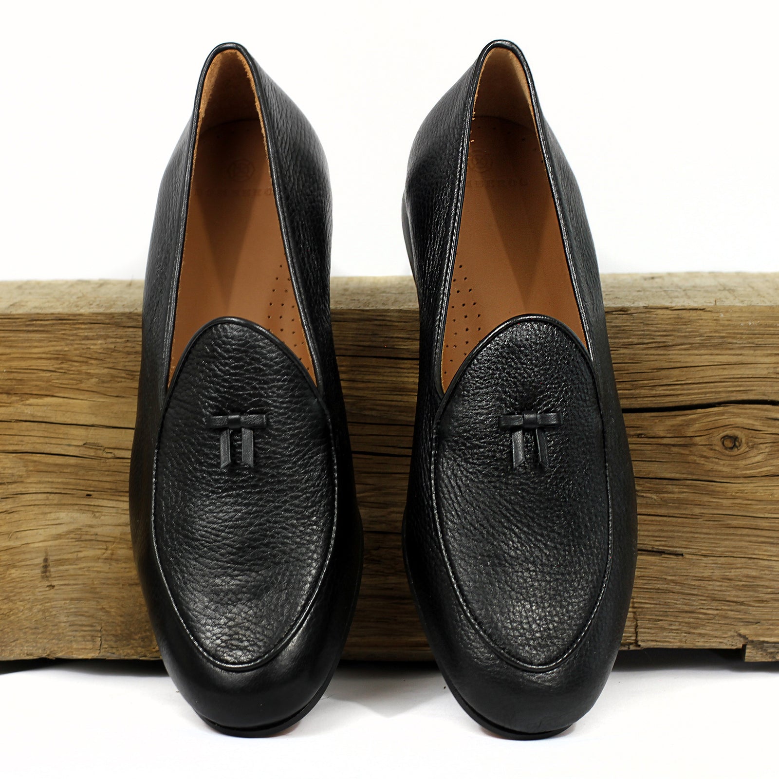 BOMBEROS Men's Black Deerskin Belgian Loafer - Lazo Rey