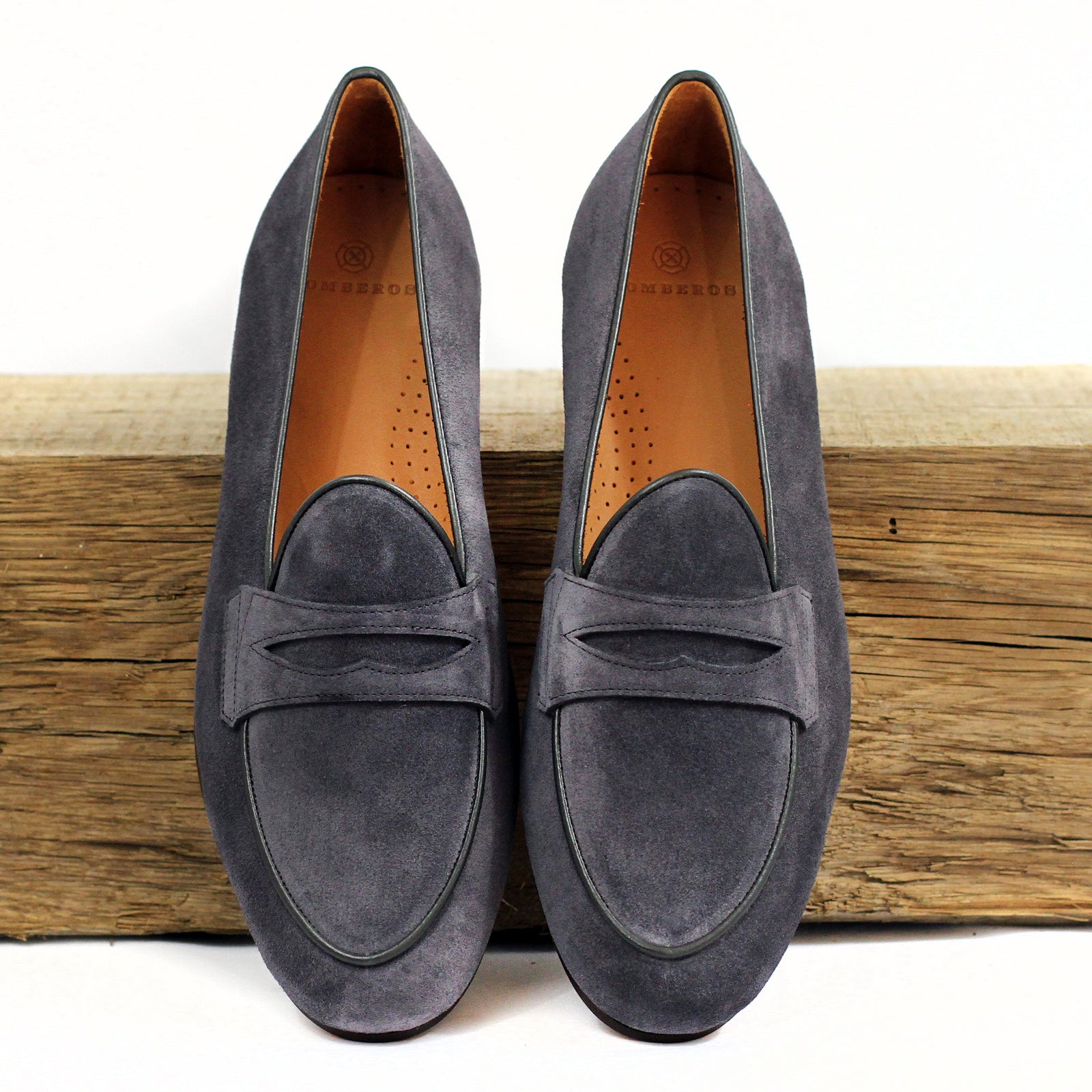 BOMBEROS Men's Grey Suede Belgian Penny Loafer - Toro Grafito 
